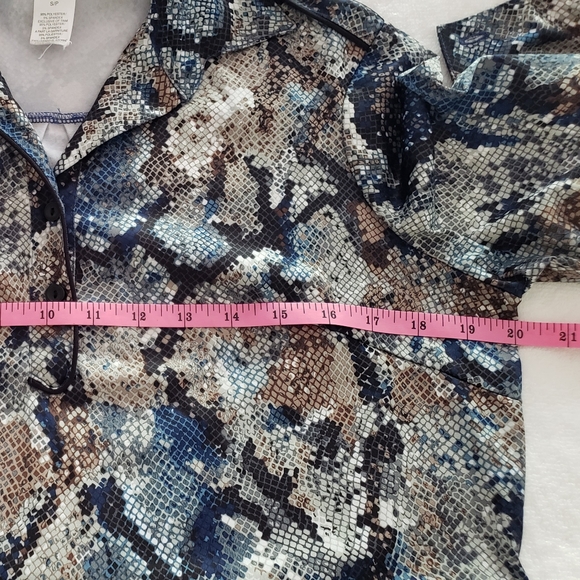 Undbranded Women's Blue Snakeskin Print  Shirt Dress Size S - Picture 12 of 16